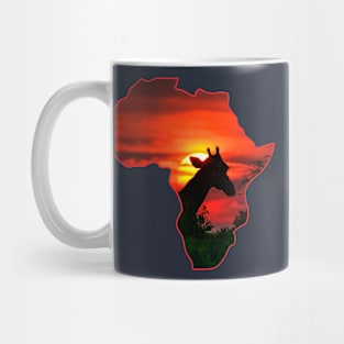 Giraffe Against Setting Sun | African Wildlife Mug